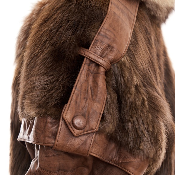 80’s fur and leather coat and vest / removable sleeves - Picture 7 of 8